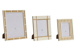 DKD Home Decor Set de 3 Marcos de Fotos en Resina Blanco