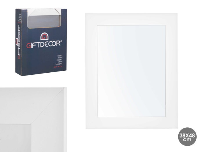 GIFTDECOR Espejo de pared con marco blanco 38x48 cm GIFTDECOR Espejo de pared con marco blanco 38x48 cm