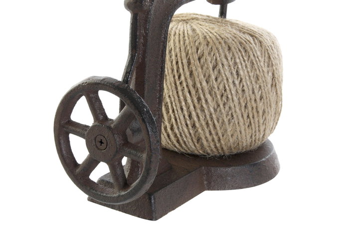 DKD Home Decor Portarrollos Marron Oscuro Natural Hierro Colado Cuerda Set de 2 10 x 15 x 17 cm