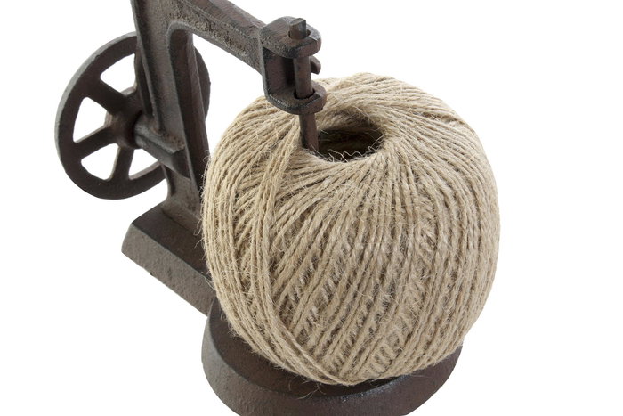 DKD Home Decor Portarrollos Marron Oscuro Natural Hierro Colado Cuerda Set de 2 10 x 15 x 17 cm