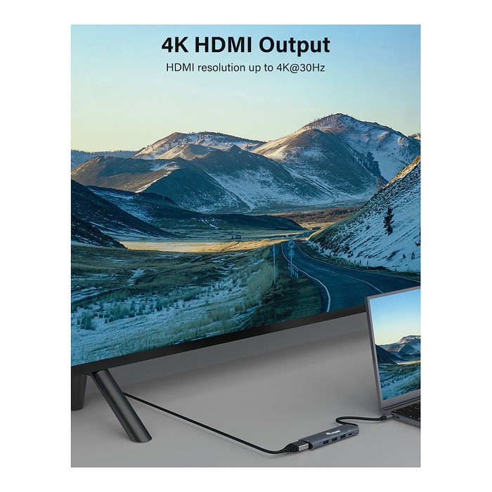 Equip Adaptador USB-C a HDMI, USB 3.0, PD, 4K@30Hz, Cable 0.15m Gris
