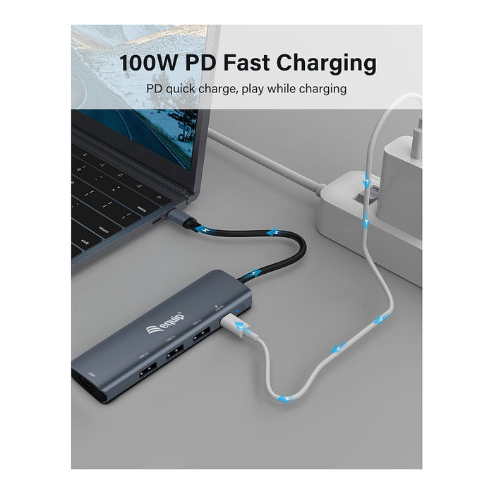 Equip Adaptador USB-C a HDMI, USB 3.0, PD, 4K@30Hz, Cable 0.15m Gris