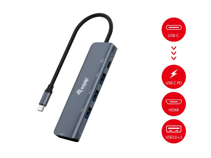 EQUIP Adaptador Multifuncional USB-C 5 en 1 HDMI y 100W PD EQUIP Adaptador Multifuncional USB-C 5 en 1 HDMI y 100W PD