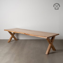 Mesa Comedor Natural Madera de Acacia 280 X 100 X 76 cm