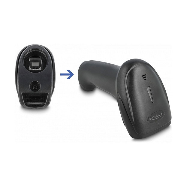 DeLOCK 90564 Escáner de códigos de barras láser 1D con Bluetooth y USB, Negro