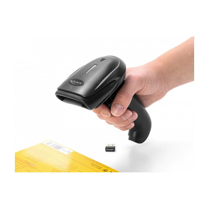 DeLOCK Escáner de Código de Barras 1D Laser Portátil para USB, Bluetooth 2.4 GHz, Lector Code 128, 39, EAN-13/8, ISBN, 752x480 Pixeles, Distancia 30 cm
