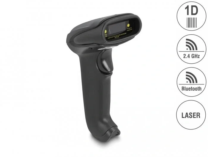 DeLOCK Escáner de código de barras 1D Láser (Bluetooth/2,4 GHz/USB)
