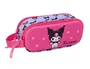 Safta Estuche Portatodo Escolar Kuromi Doble con Diseño 3D, Dimensiones 80x210x60 mm, Dos Cremeralleras