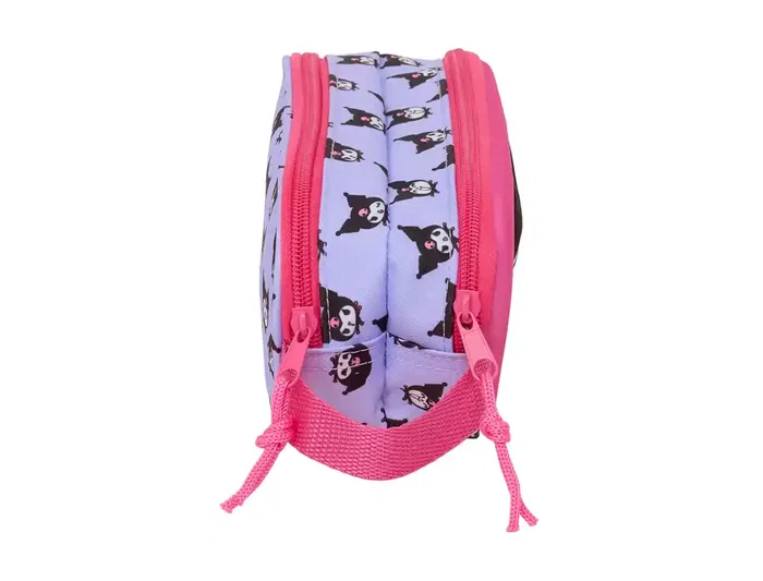 Safta Estuche Portatodo Escolar Kuromi Doble con Diseño 3D, Dimensiones 80x210x60 mm, Dos Cremeralleras