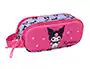 Safta Estuche Portatodo Escolar Kuromi Doble con Diseño 3D, Dimensiones 80x210x60 mm, Dos Cremeralleras