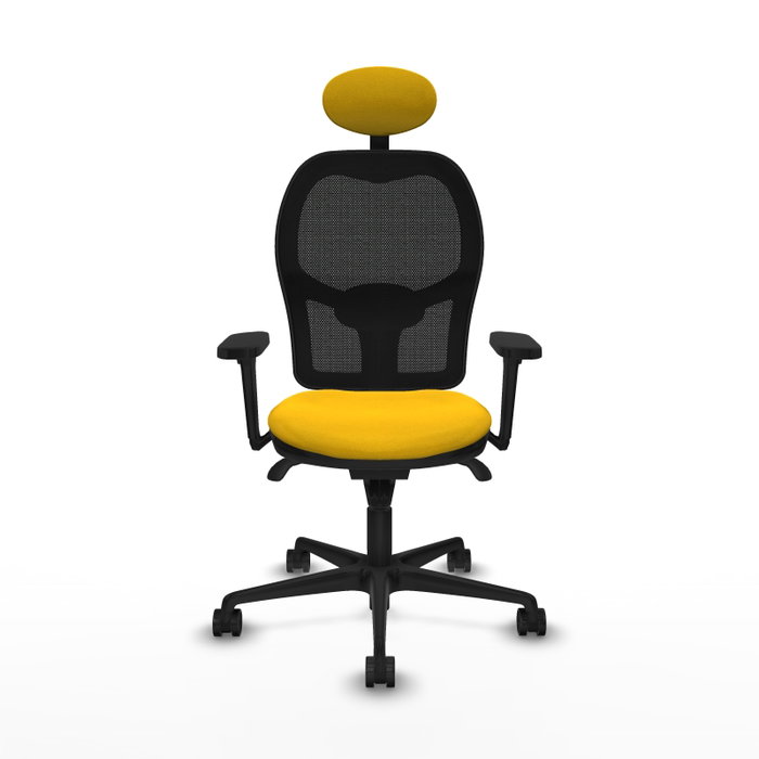 PIQUERAS Y CRESPO Silla de oficina Jorquera con mecanismo Sincro, Tela Amarillo y Malla Negro