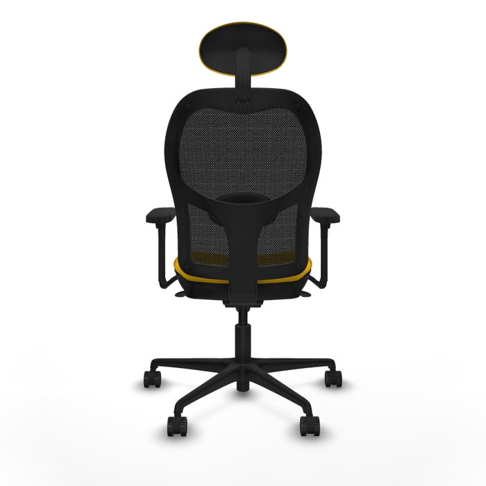 PIQUERAS Y CRESPO Silla de oficina Jorquera con mecanismo Sincro, Tela Amarillo y Malla Negro