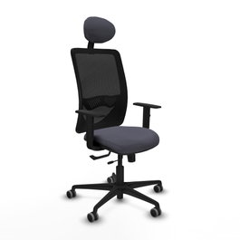 PIQUERAS Y CRESPO Silla de oficina Zulema con mecanismo Sincro/Traslack, Gris oscuro y Negro