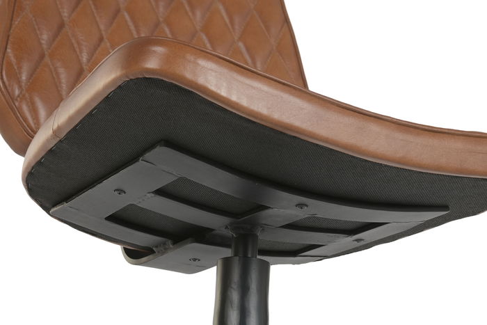 DKD Home Decor Leather 23 Taburete Vintage Piel y Hierro Marron Negro 42 x 49 x 105 cm