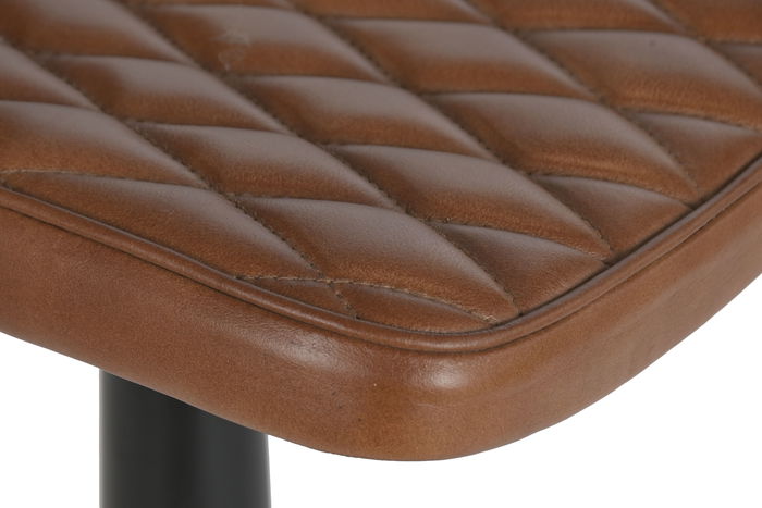 DKD Home Decor Leather 23 Taburete Vintage Piel y Hierro Marron Negro 42 x 49 x 105 cm