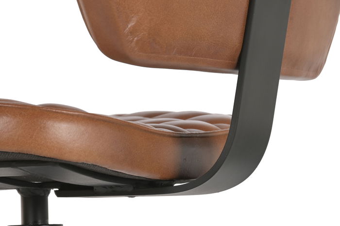 DKD Home Decor Leather 23 Taburete Vintage Piel y Hierro Marron Negro 42 x 49 x 105 cm