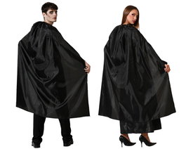 Capa Larga Negra Unisex de 130 cm para Disfraz de Vampiro