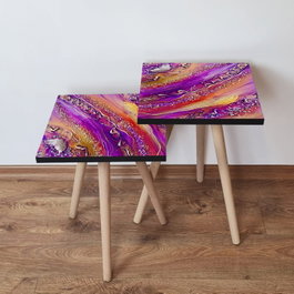 Hanah Home Mesas Nido 2Shp108 Multicolor Elegantes y Funcionales con Patas de Haya y MDF Grosor 18mm Diseño Ahorra Espacio Set 2 Unidades