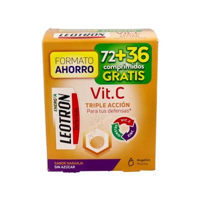 Leotron Vitamina C Triple Acción Comprimidos Efervescentes Naranja 72 + 36