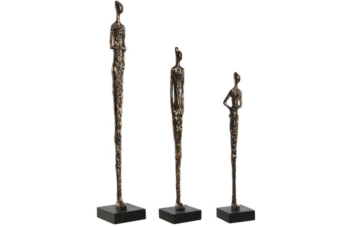 DKD Home Decor Set de 3 Figuras de Personas en Resina y Mango DKD Home Decor Set de 3 Figuras de Personas en Resina y Mango