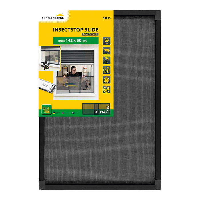 Schellenberg Mosquitera con marco extensible, malla aluminio, antracita, 75-142 x 50 cm Schellenberg Mosquitera con marco extensible, malla aluminio, antracita, 75-142 x 50 cm
