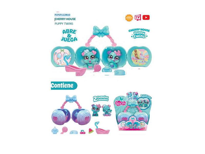 Magic Box Cherry Pets Puppy Twins Figura, Incluye 2 Gemelos Exclusivos, 18,9x20,5x6,7 cm