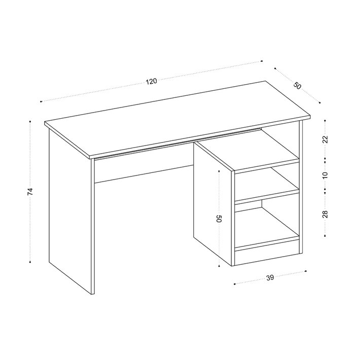 Hanah Home Mesa de Estudio Bahar - Blanco, 120x74x50cm, Con Estantes, Fijación a Pared, Tablero Melamina 18mm Hanah Home Mesa de Estudio Bahar - Blanco, 120x74x50cm, Con Estantes, Fijación a Pared, Tablero Melamina 18mm