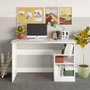 Hanah Home Mesa de Estudio Bahar - Blanco, 120x74x50cm, Con Estantes, Fijación a Pared, Tablero Melamina 18mm