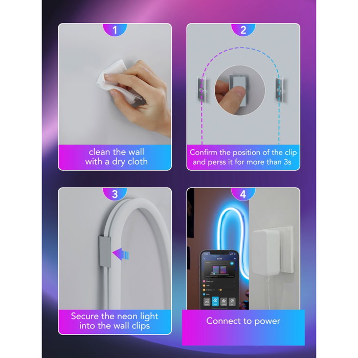 Govee Clips de Montaje para Neon Rope Light 2, 20 piezas, Blanco Govee Clips de Montaje para Neon Rope Light 2, 20 piezas, Blanco