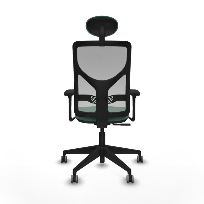 Silla de oficina Motilla con mecanismo Sincro tapizada con Tela color Verde esmeralda y malla color Gris. Equipada con lumbar 1D, Brazos 3D, Cabecero Fijo y Ruedas 65 mm parqué Silla de oficina Motilla con mecanismo Sincro tapizada con Tela color Verde esmeralda y malla color Gris. Equipada con lumbar 1D, Brazos 3D, Cabecero Fijo y Ruedas 65 mm parqué