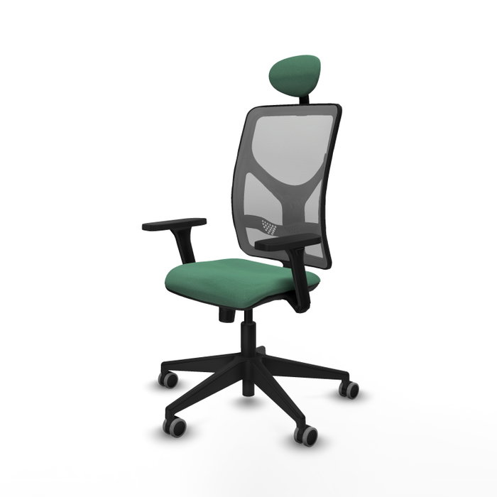 Silla de oficina Motilla con mecanismo Sincro tapizada con Tela color Verde esmeralda y malla color Gris. Equipada con lumbar 1D, Brazos 3D, Cabecero Fijo y Ruedas 65 mm parqué Silla de oficina Motilla con mecanismo Sincro tapizada con Tela color Verde esmeralda y malla color Gris. Equipada con lumbar 1D, Brazos 3D, Cabecero Fijo y Ruedas 65 mm parqué