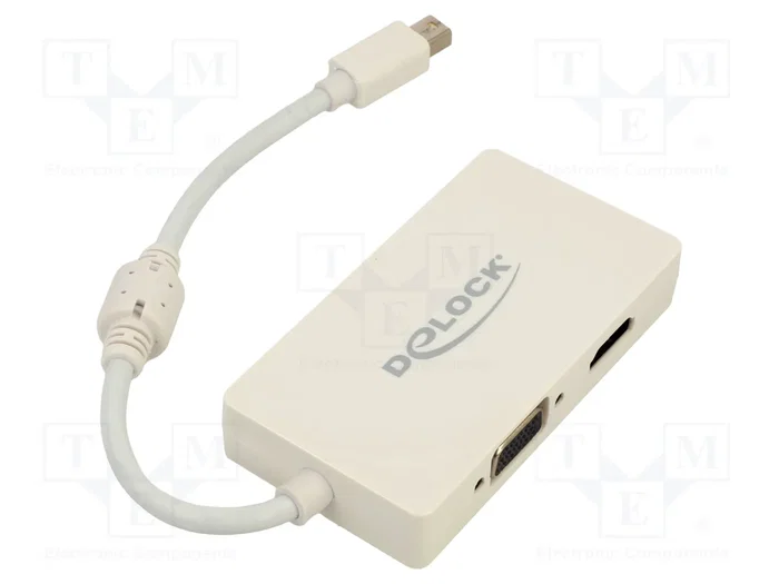 DeLOCK Adaptador Mini DisplayPort a VGA, HDMI y DVI Blanco