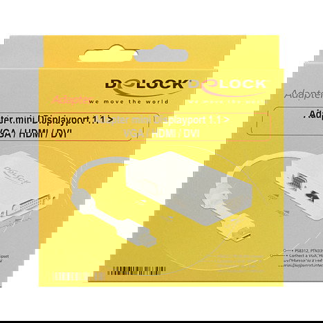 DeLOCK Adaptador Mini DisplayPort a VGA, HDMI, DVI 0.16m Cable Macho/Hembra 1920x1200 1080p Pasivo - Blanco DeLOCK Adaptador Mini DisplayPort a VGA, HDMI, DVI 0.16m Cable Macho/Hembra 1920x1200 1080p Pasivo - Blanco