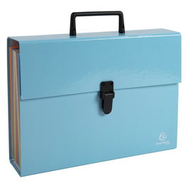 Clasificador Acordeon Exacompta Aquarel Fº 18 Dptos. Maletin Con Asa Y Cierre Plastico Azul (Set de 4)