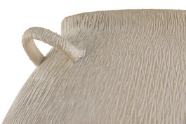 DKD Home Decor Minqian 2025a Jarrón Escandinavo 2 Unidades, Beige Rugoso con Asas, Metal, 29 x 46 x 29 cm