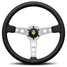 Momo Volante Prototipo 320mm Radio Gris MOMVPRO320SILBR Piel Negra Estilo Rally