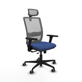 PIQUERAS Y CRESPO Silla de oficina Haches con mecanismo Sincro/Traslack Azul marino y Gris