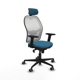 PIQUERAS Y CRESPO Silla de oficina Jorquera con mecanismo Sincro, Verde petróleo y Blanco