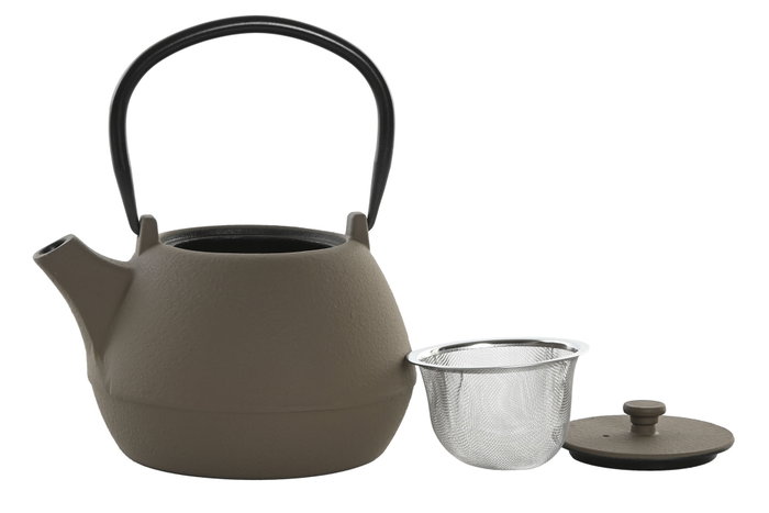 DKD Home Decor Tetera Oriental Beige Negro Hierro Colado Inox 1.2L (2 Unidades) 15 x 19.5 x 17 cm