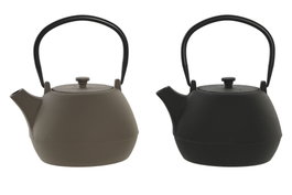 DKD Home Decor Tetera Oriental Beige Negro Hierro Colado Inox 1.2L (2 Unidades) 15 x 19.5 x 17 cm