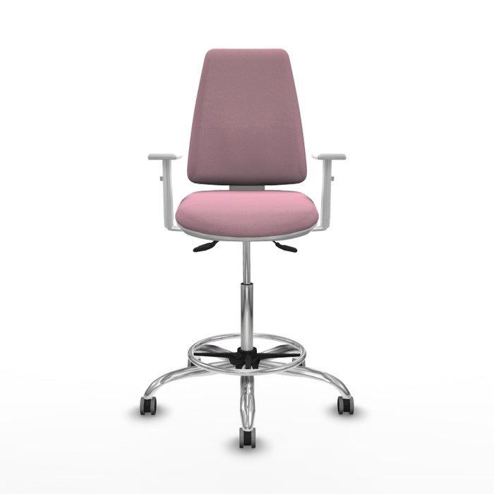 PIQUERAS Y CRESPO Taburete Elche blanco AS con acabado Bali rosa y base cromada PIQUERAS Y CRESPO Taburete Elche blanco AS con acabado Bali rosa y base cromada