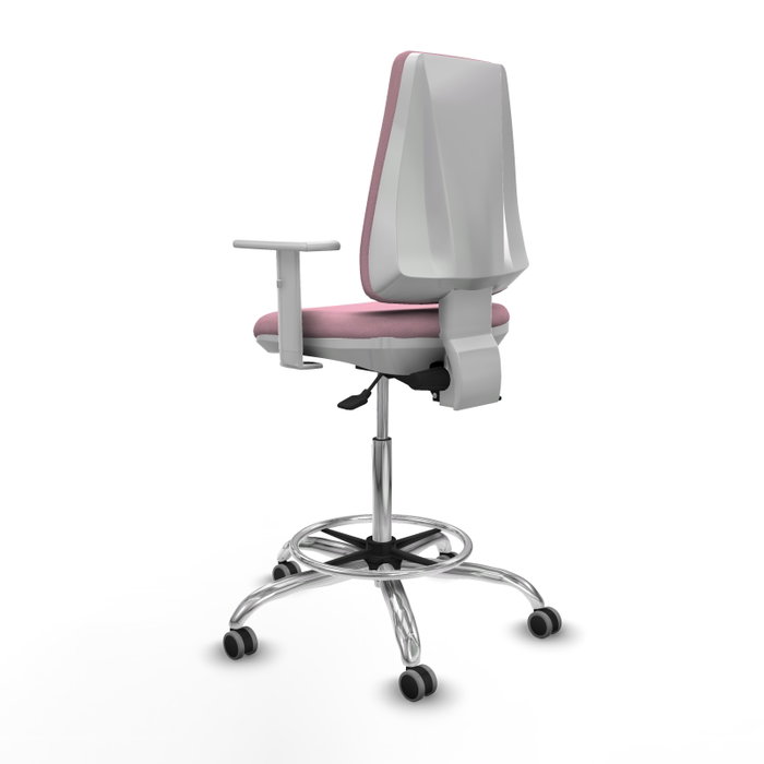 PIQUERAS Y CRESPO Taburete Elche blanco AS con acabado Bali rosa y base cromada PIQUERAS Y CRESPO Taburete Elche blanco AS con acabado Bali rosa y base cromada