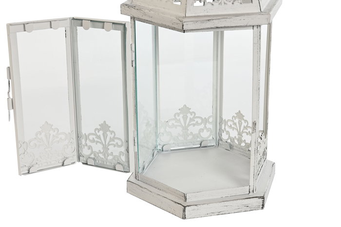 Farola Shabby DKD Home Decor Blanco 16 x 35 x 18 cm Set de 2