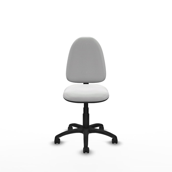 Silla de oficina Aýna con mecanismo Contacto permanente básico tapizada con Tela color Blanco. Equipada con Base poliamida negra, Sin brazos y Ruedas de parqué