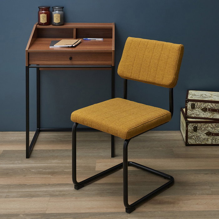 Alba Home Deco Factory Silla Mostaza Vintage Tubo Continuo Capacidad 110kg Estilo Retro Decoración Hogar