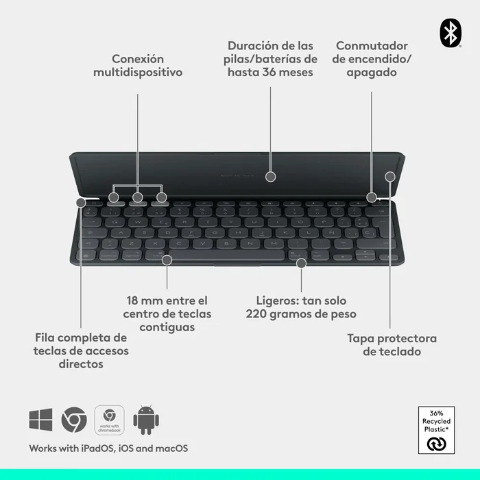 Teclado Bluetooth Logitech 920-013010 Grafito Teclado Bluetooth Logitech 920-013010 Grafito