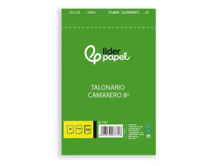 Liderpapel Talonario Camarero Octavo Natural