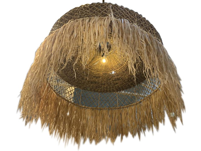 DKD Home Decor Lámpara de Techo de Fibras Naturales 125x125x54 cm