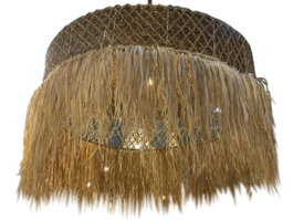 DKD Home Decor Lámpara de Techo de Fibras Naturales 125x125x54 cm