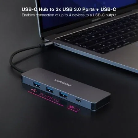 Nanocable hub usb-c/m a 3xusb3.0/h + 1xusb-c/h - 10cm - aluminio Nanocable hub usb-c/m a 3xusb3.0/h + 1xusb-c/h - 10cm - aluminio